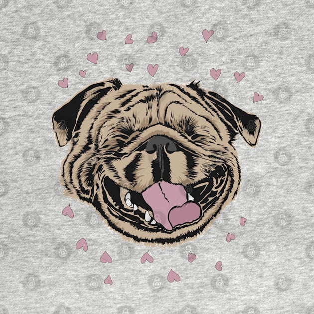 Happy Smiling Pug by Nartissima